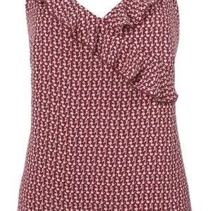 CAbi Burgundy and Pink Patterned Blouse